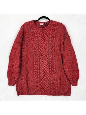 Vintage Sweater Womens Large Faded Red Chunky Heavyweight Knit  Paul Et Duffier